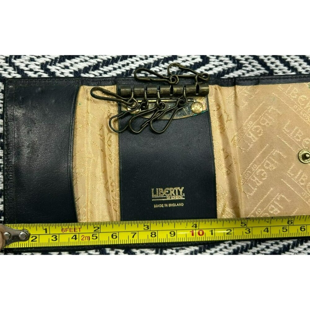 Vintage Liberty Of London Leather & Fabric Key Wallet Art Nouveau Design Made In - Picture 2 of 5
